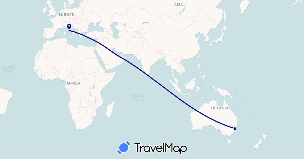 TravelMap itinerary: driving in Australia, Italy, Qatar (Asia, Europe, Oceania)